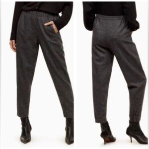 💖🇨🇦 Aritzia Babaton Dexter Wool Silk Blend Tweed Pull-On Pants Grey Size 10 EUC
